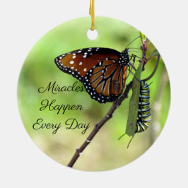 Cerâmica Ornamento de milagres- Borboleta / Lagarta -