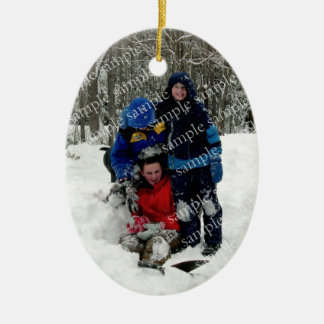 Cerâmica Ornamento de Modelo de Foto Oval da Árvore de Nata