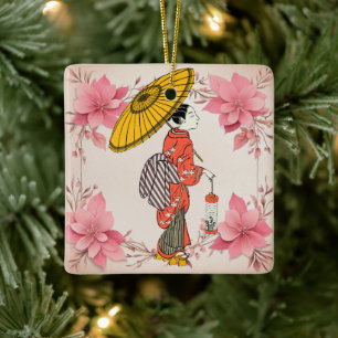 Cerâmica Ornamento de Mulher Asiática