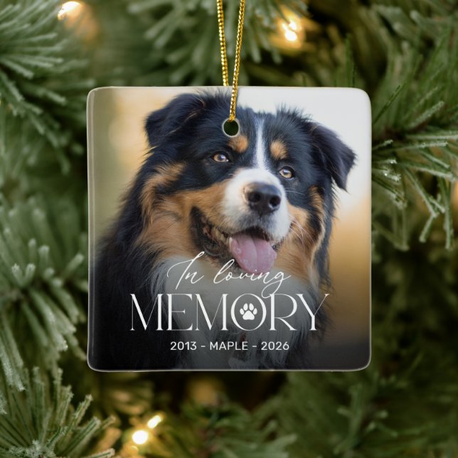 Cerâmica Ornamento de Natal com Foto de Memorial de Cachorr (Árvore)