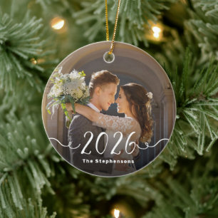 Cerâmica Ornamento de Natal com Foto Dupla de 2 Lados 2026