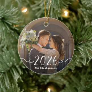 Cerâmica Ornamento de Natal com Foto Dupla de 2 Lados 2026