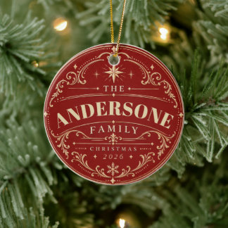 Cerâmica Ornamento de Natal com Nome da Família Personaliza