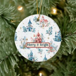 Cerâmica Ornamento de Natal com Padrão de Aquarela de Conto