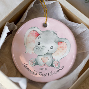 Cerâmica Ornamento de Natal das Meninas de Elefante Bonito