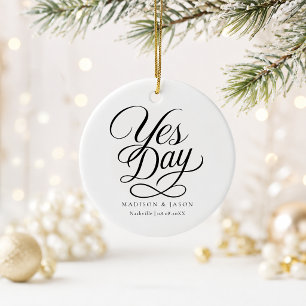 Cerâmica Ornamento de Natal de Casamento Dia Sim Personaliz