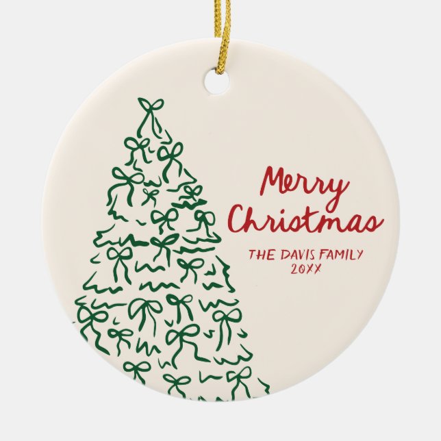 Cerâmica Ornamento de Natal de Feliz Desenho Personalizado  (Frente)