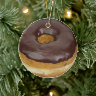 CERÂMICA ORNAMENTO DE NATAL DONUT CHOCOLATE