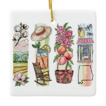 Ornamento de Natal em Aquarela do Estado do Alabam
