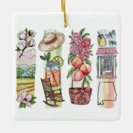 Cerâmica Ornamento de Natal em Aquarela do Estado do Alabam