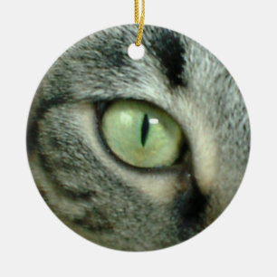 CERÂMICA ORNAMENTO DE NATAL "OLHO DE GATO"