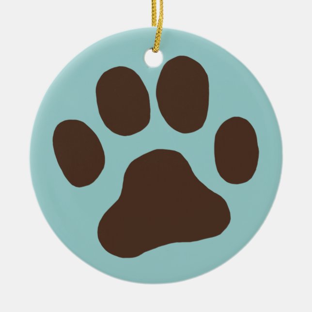 Cerâmica Ornamento de Natal para Impressão de Pata de Cão (Frente)