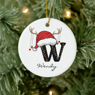 Cerâmica Ornamento de Natal Personalizado com Alfabeto Mono