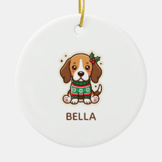 Cerâmica Ornamento de Natal personalizado de Beagle
