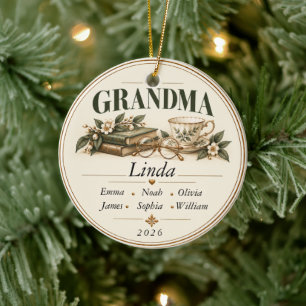 Cerâmica Ornamento de Natal Personalizado para Avó com Nome