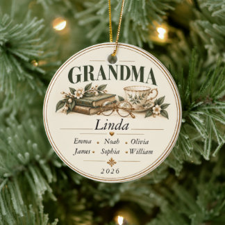 Cerâmica Ornamento de Natal Personalizado para Avó com Nome