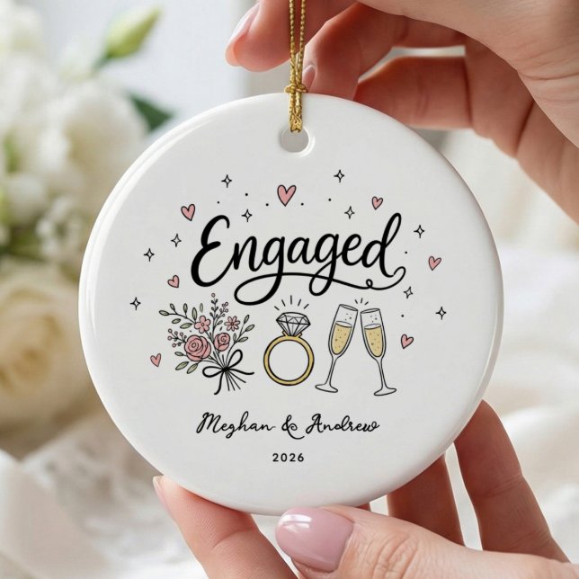 Cerâmica Ornamento de Natal Personalizado para Noivos (Criador carregado)