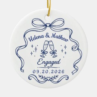 Cerâmica Ornamento de Natal Personalizado para Noivos Engaj