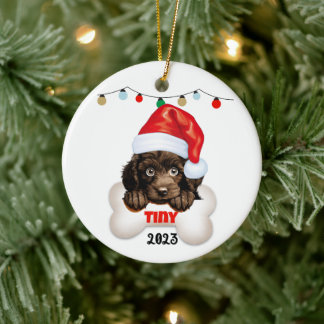 Cerâmica Ornamento de Natal, Poodle Christmas