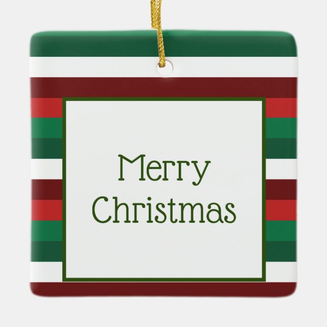 Cerâmica Ornamento de Natal Vermelho e Verde (Frente)