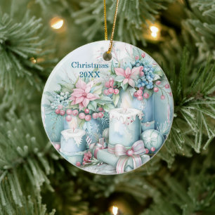 Cerâmica Ornamento de Natal Vintage Pastel