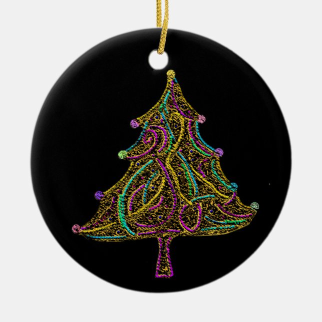 Cerâmica Ornamento de néon elétrico da árvore de Natal (Frente)