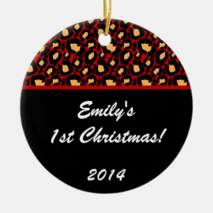 Cerâmica Ornamento de Nome Personalizado da Mancha Leopardo