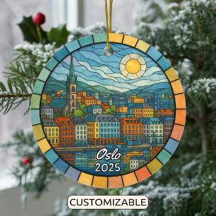 Cerâmica Ornamento de Oslo de vidro personalizado, Noruega