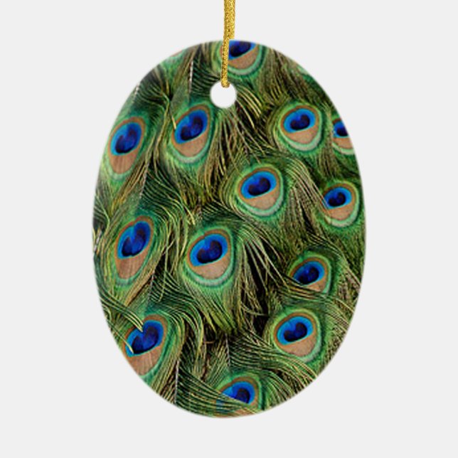 Cerâmica Ornamento de Oval de Peacock (Frente)