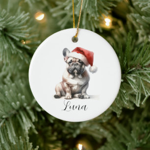 Cerâmica Ornamento de Papai Noel de Cachorro de Natal franc