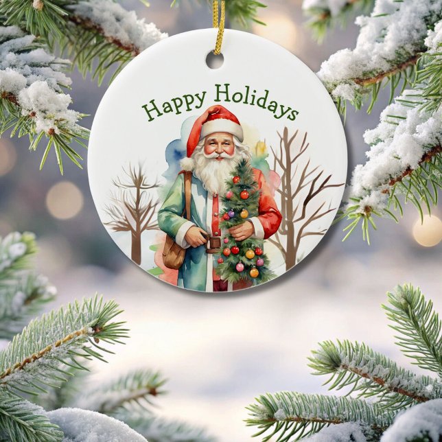 Cerâmica Ornamento de Papais noeis de Hugging em Árvore Hip (Criador carregado)