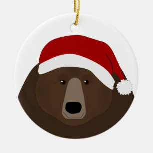 Cerâmica Ornamento de Papais noeis de Urso Grizzly