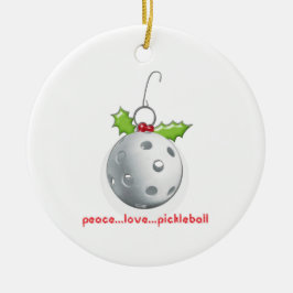 Cerâmica ornamento de paz de Pickleball de Natal