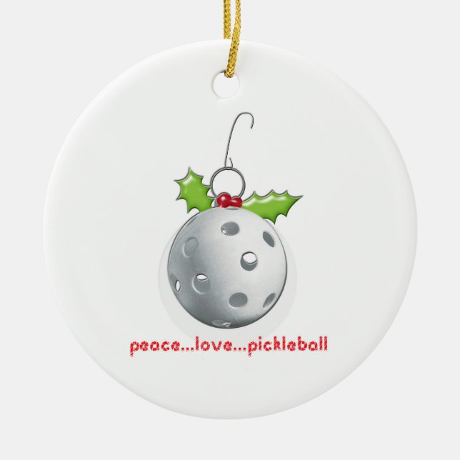 Cerâmica ornamento de paz de Pickleball de Natal (Frente)