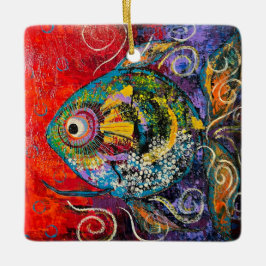 Cerâmica Ornamento de Peixes abstrato