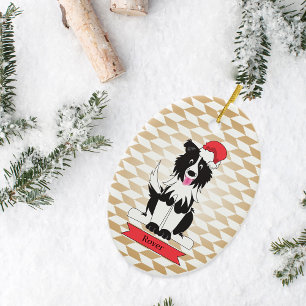 Cerâmica Ornamento de Pet de Natal da Border Collie