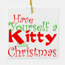 Cerâmica Ornamento de Pet de Natal de gatinho