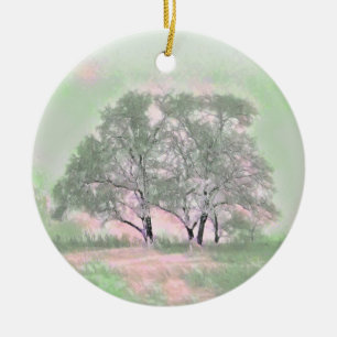 Cerâmica Ornamento de Pintura em Cenário de Inverno Branco