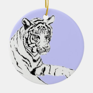Cerâmica Ornamento de Pintura em Tigre Branco