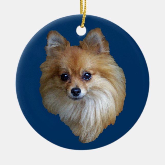 Cerâmica Ornamento de Pomeranian (Frente)