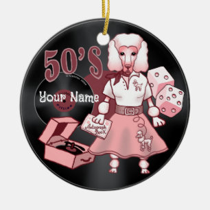 Cerâmica Ornamento de Poodle Rosa Retroativo