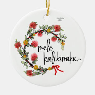 Cerâmica Ornamento de porcelana de inverno 'Ohi'a Lehua Wre