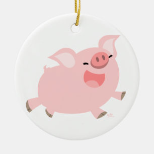 Cerâmica Ornamento de Porcos de Cartoon Feliz