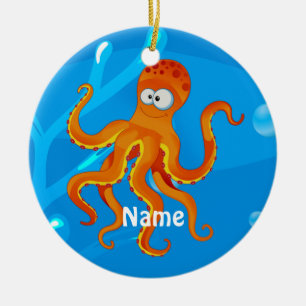 Cerâmica Ornamento de Praia de Octopus Ocean, Cute