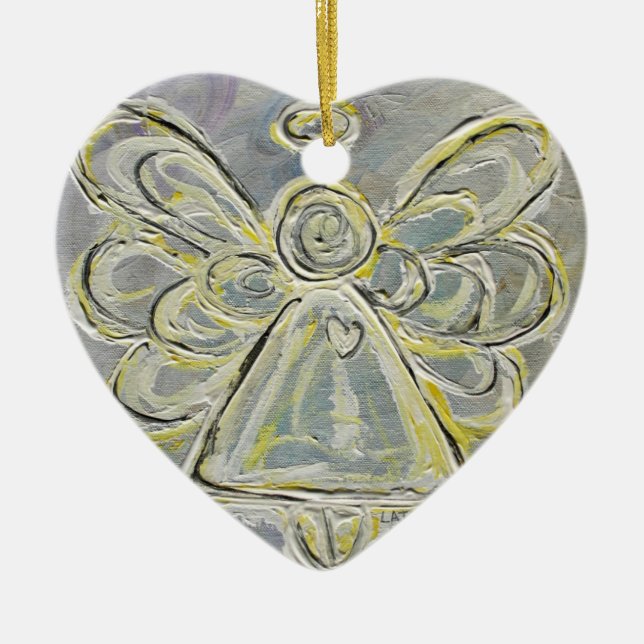 Cerâmica Ornamento de Prata e Anjo Branco (Frente)