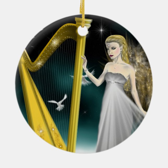 Cerâmica Ornamento de prata e Dourado do círculo do anjo (Traseira)