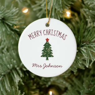 Cerâmica Ornamento de presente de Natal personalizável para