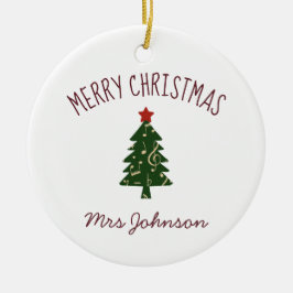 Cerâmica Ornamento de presente de Natal personalizável para