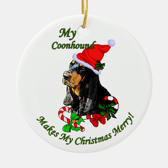 Cerâmica Ornamento de Presentes de Natal de Black and Tan C (Frente)