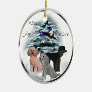 Cerâmica Ornamento de presentes de Natal de Poodle